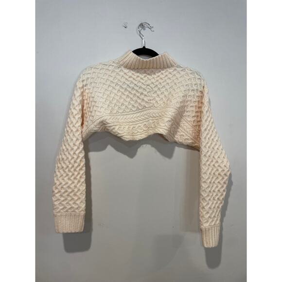 ASTR the Label Imani Long Sleeve Mock Neck Knit Shrug Sweater Cream Women's XS - Picture 4 of 4
